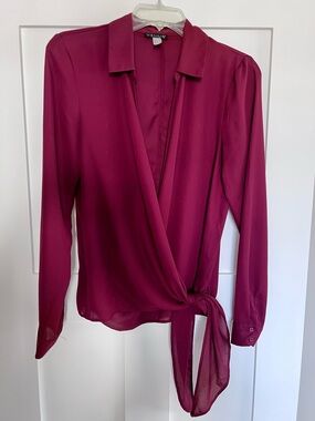 VENUS Berry Wrap Blouse with Side Tie